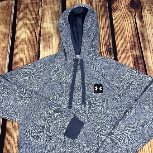 Under Armour UA Rival All Over Print Gray Long Sleeve Printed Hoodie Men’s Small - Picture 2 of 9